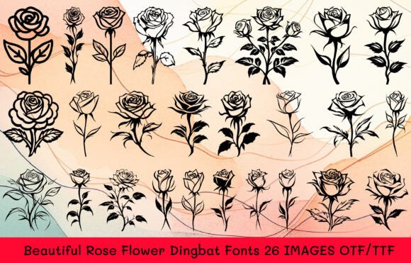 Beautiful Rose Flower Dingbats: Elegant Floral Typography