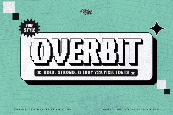 Overbit: A Bold Pixel Y2K Typeface for Retro Designs