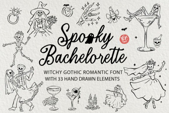 Spooky Bachelorette: A Whimsical Gothic Font & Clipart Set