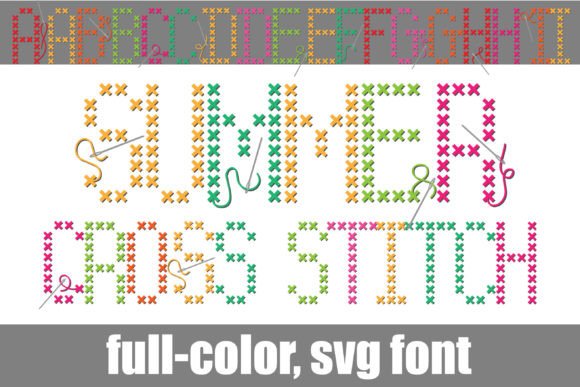 Summer Cross Stitch: A Vibrant SVG Font for Creative Designs