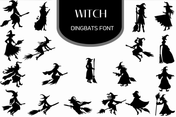 Witch Dingbats: Magical Silhouettes for Halloween & Spooky Design
